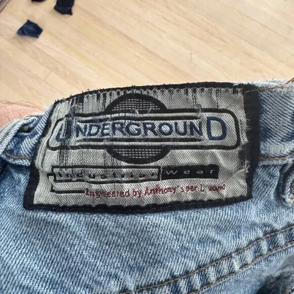 Underground Industrial Wear Vintage 90s Distressed Faded Blue Men's 26x31 Jeans - Picture 10 of 10
